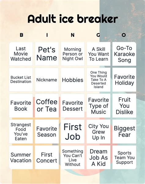 human bingo questions for adults|Icebreaker Bingo Cards & How to Play (free printables).